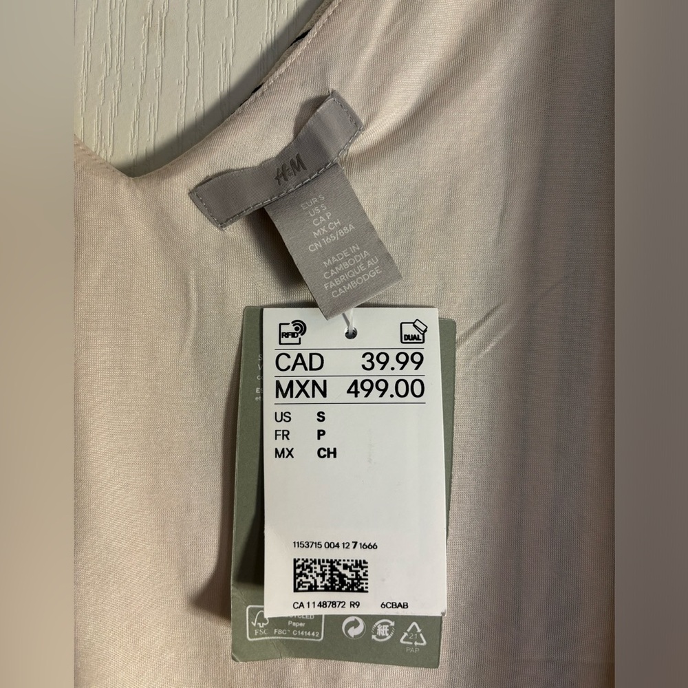 H&M wrap dress - cream and black stripe - size S - medi length - Picture 4 of 5